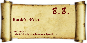 Boskó Béla névjegykártya
